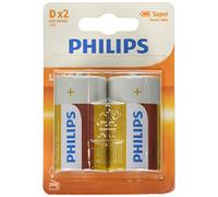 Philips D-Batterie - R20L2B - Batteria da 2 - Tecnologia al Cloruro di Zinco - Durata di Conservazione di 3 Anni - 1,5 V