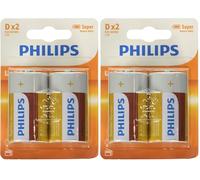 Philips D-Batterie - R20L2B - Batteria da 2 - Tecnologia al Cloruro di Zinco - Durata di Conservazione di 3 Anni - 1,5 V (Confezione da 2)