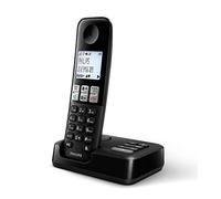 Philips D2551B / 01- Telefono cordless DECT con 1 ricevitore con segreteria telefonica, 50 nomi/numeri e ID chiamante - Nero