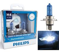 Philips Diamante Bianco 5000K 9003 H4 60/55W Due Lampadine Testa Ricambio Per