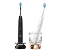 Philips DiamondClean 9000 Sonicare Spazzolini Elettrici Sonici con App, confezione da 1 spazzolino bianco e 1 spazzolino nero HX9914/57 Philips
