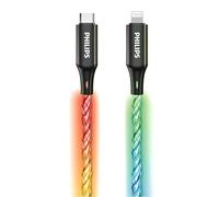 Philips DLC5130L/01 Cavo di ricarica per iPhone RGB 1 m, 27 W, ricarica rapida, sincronizzazione 480 Mbps, cavo intrecciato anti-groviglio per iPhone, iPad, compatibile MFi