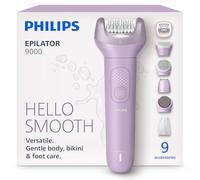 Philips Epilator Serie 9000 - Epilatore elettrico senza fili, Wet and Dry, per gambe, corpo e bikini, con ProGuide, 9 accessori tra cui testina per pedicure, durata 60 minuti, modello BRE728/00