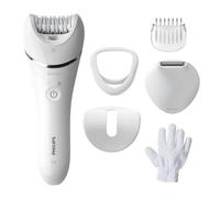 Philips Epilator Series 8000, dispositivo di epilazione Wet & Dry cordless per gambe e corpo con 6 accessori, rifinitore ed esfoliante corpo, modello BRE715/00