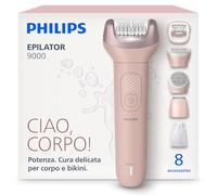 Philips Epilatore Serie 9000 - Epilatore elettrico Wet & Dry senza fili, per gambe, corpo e zona bikini, con ProGuide, 8 accessori, autonomia di 60 minuti, modello BRE719/00