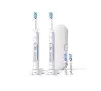 Philips ExpertClean 7300 Sonicare Spazzolini Elettrici Sonici, confezione da 2 spazzolini bianchi con custodia e testine di ricambio HX9911/19 Philips