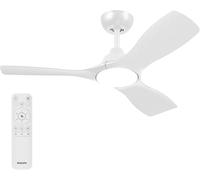 Philips Fixed-Blade ventilatore a soffitto illuminazione LED, 3 pale, 107 cm di diametro, 2650 lumen, luce bianca tunabel da 3000 K a 6500 K, intensità regolabile al 5%, telecomando incluso, bianco