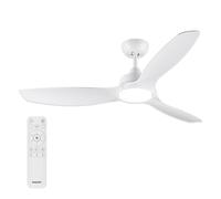 Philips Fixed-Blade ventilatore a soffitto illuminazione LED, 3 pale, 132 cm di diametro, 2650 lumen, luce bianca tunabel da 3000 K a 6500 K, intensità regolabile al 5%, telecomando incluso, bianco