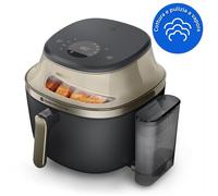 PHILIPS Airfryer Serie 5000 da 7.2L con vapore NA543/00 FRIGGITRICE AD ARIA, capacità 7,2 l, Max potenza 2000 W, 12 programmi, 40 °C a 200 °C, Nero/Champaigne