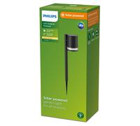Lampada da base Philips Outdoor Solar Fyce Spiess 1,5 W, sensore di luce diurna, nera