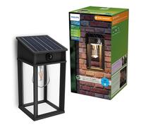 Philips Geri Lampada solare da parete quadrata, per esterni, UltraEfficient, lampadina solare sostituibile, sensore di movimento, 2700K, Nero