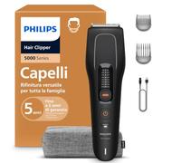Philips Hair Clipper Serie 5000 - Regolacapelli uomo donna, lame autoaffilanti in acciaio, 10 impostazioni di lunghezza, incrementi di 3 mm, pettine Trim-n-Flow, autonomia fino a 75 min., HC5721/15