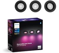 Philips Hue Centura, Faretti LED da incasso, Rotondo, Nero, Confezione da 3 | Luce bianca e colorata, Dimmerabile, Smart Home, Controllo intelligente tramite voce e app, Lampadina GU10 inclusa