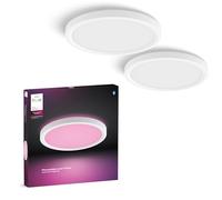 Philips Hue Devote Pannello Smart LED, White and Color Ambiance, Rotondo, diametro 30cm, 16.6W, 2000 Lumen, Cornice bianca, Illuminazione degli spazi interni, pack da 2