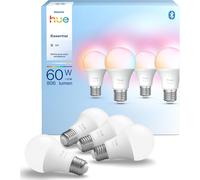 Philips Hue Essential A60, Lampadina smart E27, Confezione da 4 | Luce bianca e