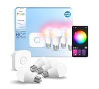 Philips Hue Essential Starter Kit: Bridge+4 lampadine Essential E27, White and Color Ambiance, 2200-6500K, intensità regolabile, funziona con Alexa, Google Assistant, Samsung SmartThings, Apple Home