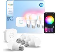 Philips Hue Essential Starter Kit: Bridge+4 lampadine Essential E27, White and Color Ambiance, 2200-6500K, intensità regolabile, funziona con Alexa, Google Assistant, Samsung SmartThings, Apple Home
