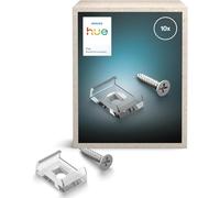 Philips Hue Flux, Staffe di montaggio per Strisce LED, Confezione da 10 | Con viti e nastro adesivo, Smart LED, Illuminazione flessibile per interni, Facile installazione, Clip trasparenti robuste