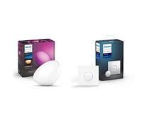 Philips Hue Go White and Color Ambiance, Lampada Portatile Connessa, Zigbee + Bluetooth, Bianco + Hue Smart Button, Telecomando per Controllo delle Luci Smart Hue, con Bluetooth, Bianco