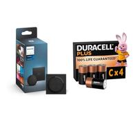 Philips Hue Interruttore Tap Dial Smart, Alimentazione a Batteria, Nero + Duracell C x 4
