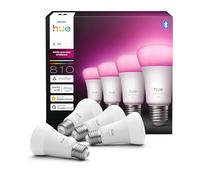 Philips Hue Lampada Smart LED A60, white and color ambiance, E27 Base, 6 W, spettro compl. 1.000 K-20.000 K, 810 lumen, int. regolabile, compatibile Alexa, Google Assistant e Apple Home, conf. da 4