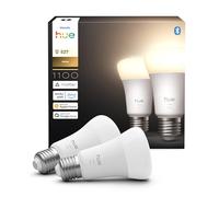 Philips Hue Lampada Smart LED A60, luce bianca calda 2.700 K, E27 Base, 9,5 W, 1.100 lumen, intensità regolabile, compatibile con Alexa, Google Assistant e Apple Home, conf. da 2