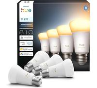 Philips Hue LED A60 (Confezione da 4), Lampadine smart con luce bianca calda E27, Luci smart da 6 W e 810 lumen, Lampadine intelligenti compatibili con Alexa, Google Assistant e Apple Home
