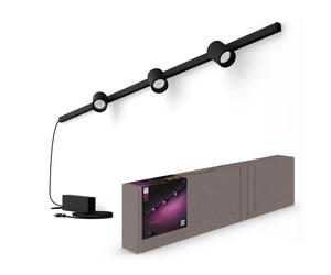Philips Hue Perifo, Kit illuminazione a binario con 3 faretti, Nero | Luce bianca e colorata, 16.8 W, Da parete, Smart Home, Personalizzabile