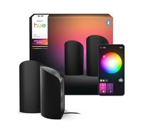 Philips Hue Play Smart Wall Washer Nero, Tecnologia ColorCast, Luce bianca e colorata, Compatibile Bluetooth, Controllo vocale con Alexa, Apple Home & Google Assistant, pack da 2