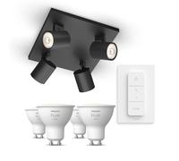 Philips Hue Runner Base Nera Per 4 Faretti + Telecomando Dimmer Switch + 3 Faretti Connessi Gu10 White