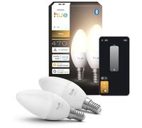 Philips Hue Smart Lampadina LED a forma di candela, B39, E14, Pacco da 2, Luce Bianco Caldo 2700 K, 470 lm, Regolazione della Luminosità, Compatibile con Alexa, Google Home e Apple Home