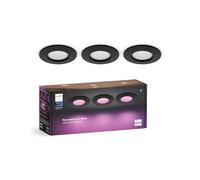 Philips Hue White and Color Ambiance Smart Slim, Luce da incasso, 90 mm,700 lm, Compatibile con Bluetooth, Controllo vocale con Alexa, Apple Home e Google Assistant, nero, confezione da 3