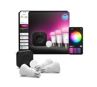 Philips Hue Starter Kit: Bridge Pro + Smart button + 3 lampadine smart A60 E27, White and Color Ambiance, Smart Light Hub, per Apple Home, Amazon Alexa, Google Assistant, Samsung SmartThings