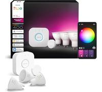 Philips Hue Starter Kit: Bridge + 3 faretti smart GU10 + Smart button, White and Color Ambiance, Smart Light Hub, per Apple Home, Amazon Alexa, Google Assistant, Samsung SmartThings