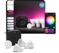 Philips Hue Starter Kit: Bridge Pro + 3 faretti smart GU10 + Smart button, White and Color Ambiance, Smart Light Hub, per Apple Home, Amazon Alexa, Google Assistant, Samsung SmartThings