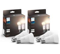 Philips Hue White 4 Lampadine Smart LED, Attacco E27, 9.5W, Luce Bianca, Dimmera