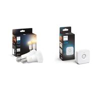 Philips Hue White Ambiance 2 Lampadine LED Smart, Bluetooh, E27, 6W, Dimmerabili, Luce Bianca da Calda a Fredda, Bianco & Sensore di Movimento, Accensione e Spegnimento Automatico Luci Smart, Bianco