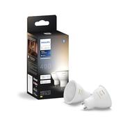 Philips Hue White Ambiance, Faretto LED Smart GU10, Luce Bianca da calda a fredda, 400lm, Compatibile con Bluetooth, controllo vocale con Alexa, Apple Home e Google Assistant, pack da 2