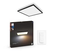 Philips Hue Illuminazione smart - Plafoniera Smart LED, 60x60 cm, 39 W, dimmerabile, con telecomando, luce bianca, nero 929003597601
