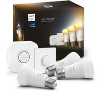 Philips Hue White Ambiance Starter Kit con 3 Lampadine, con Bluetooth, Dimmerabili, Attacco E27 + 1 Bridge Hue Controllo Completo del Sistema + 1 Telecomando Hue Smart Button, Bianco