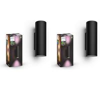 Philips Hue White and Color Ambiance Appear Lampada da Parete Smart per Esterni, Confezione da 2, Doppia Illuminazione Sopra/Sotto, LED Integrato, 8W, 2 Pezzi, Nero