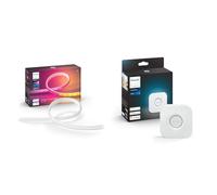 Philips Hue White and Color Ambiance Gradient Lightstrip, Striscia Led Smart, 2 M, Bluetooh & Bridge 2.0, Centro di Controllo del Sistema Hue, Bianco