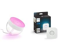 PHILIPS Hue White and Color Ambiance Iris Lampada da Tavolo Smart, Bianca, con Bluetooth, Luce da Bianca a Colorata + Hue Bridge 2.0, Centro di Controllo del Sistema Hue, Bianco