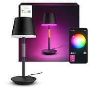 PHILIPS Hue White and Color Ambiance Lampada da Tavolo Hue Go Portable con Luci Smart Bianche e Colorate, Dimmerabile, Lampada da Tavolo Design per Interni ed Esterni, IP54, 6,2W, Nero