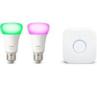 Philips Hue White and Color Ambiance Starter Kit 2 Lampadine Smart con Bluetooth Attacco E27 e un Bridge Hue per Controllo del Sistema