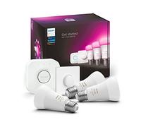Philips Hue White and Color Ambiance, Starter Kit con 3 Lampadine Smart, Dimmerabili, Bluetooth, E27, 9W, Hue Bridge e Telecomando Smart Button inclusi