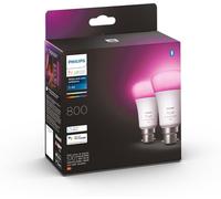 Philips Hue White and Colour Ambiance 2 Lampadine LED Smart, Attacco a Baionetta B22, Luce Bianca o Colorata, Dimmerabile, 6.5W