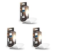 Philips Hue White Candela Smart LED, Attacco E14, 5.5W, Luce Bianca Calda, Dimmerabile, Controllo con Bluetooth e Hue App, Funziona con Alexa, Google Assistant e Apple HomeKit (Confezione da 3)