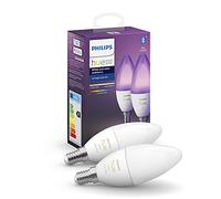 Philips Hue White&Color Ambiance 2 Lampadine Smart E14, 5.3W, Bluetooh, Controllo Vocale da Luce Bianca a Colorata