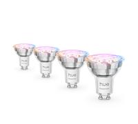 Spotlight Bulb Philips Hue Essential Smart LED GU10, White and color ambiance, 4,7 W, 2.200 K-6.500 K, 345 lumen, intensità regolabile, compatibile con Alexa, Google Assistant e Apple Home, conf. da 4